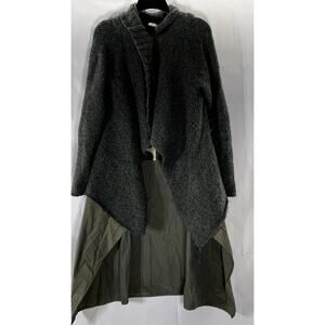 HACHE Women's Gray Layered Knit Single-Button Long Sleeve Jacket SZ 42(S)